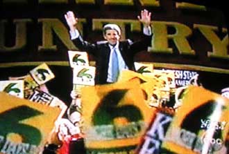 John Kerry campaigning in October of 2004. Notice the numbers 666! Was this just a coincidence or more of the illuminati's symbolic language which we see so prevalent throughout society?
